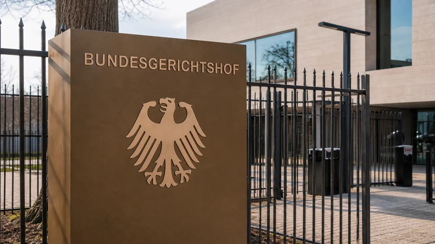 Schild des Bundesgerichtshofs in Karlsruhe